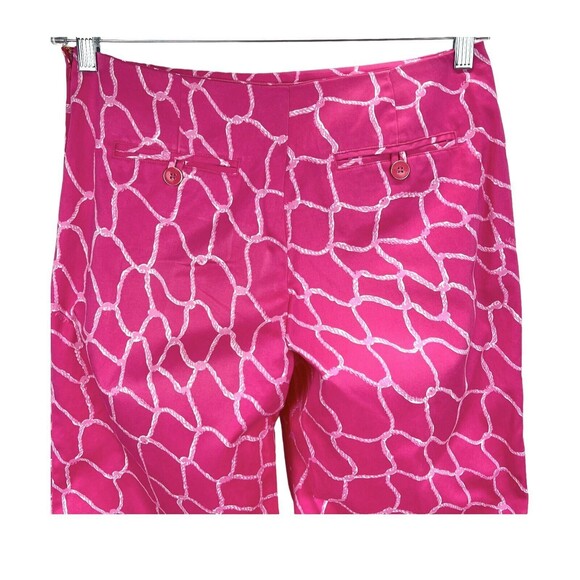 Lilly Pulitzer Wide Leg Pants SZ 8 Pink Rope Print Side Zip Falling Off the Grid - Picture 4 of 9